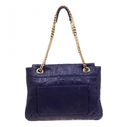 Pre Owned Carolina Herrera Purple Monogram Leather Audrey Shoulder Bag