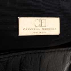 Pre Owned Carolina Herrera Black Monogram Embossed Leather Satchel