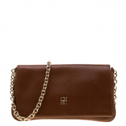 Pre Owned Carolina Herrera Tan Leather Chain Flap Shoulder Bag