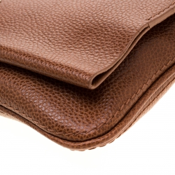 Pre Owned Carolina Herrera Tan Leather Chain Flap Shoulder Bag