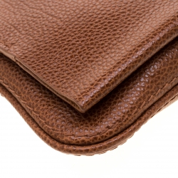 Pre Owned Carolina Herrera Tan Leather Chain Flap Shoulder Bag