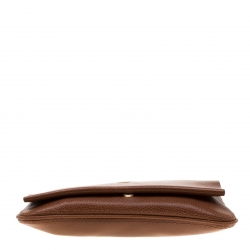 Pre Owned Carolina Herrera Tan Leather Chain Flap Shoulder Bag