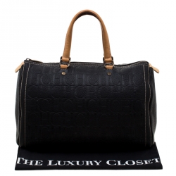 Pre Owned Carolina Herrera Black Leather Large Andy Boston Bag