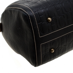 Pre Owned Carolina Herrera Black Leather Large Andy Boston Bag