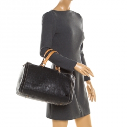 Pre Owned Carolina Herrera Black Leather Large Andy Boston Bag