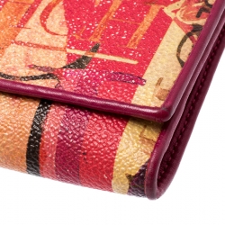 Pre Owned Carolina Herrera Multicolor Painted Monogram Leather Trifold Wallet