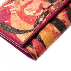 Pre Owned Carolina Herrera Multicolor Painted Monogram Leather Trifold Wallet
