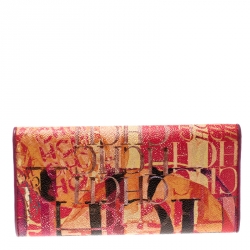 Pre Owned Carolina Herrera Multicolor Painted Monogram Leather Trifold Wallet
