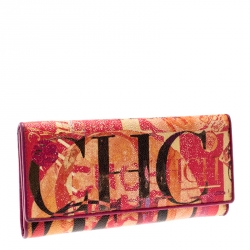 Pre Owned Carolina Herrera Multicolor Painted Monogram Leather Trifold Wallet