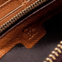 Pre Owned Carolina Herrera Brown Monogram Leather Zip Around Wallet