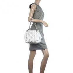 Pre Owned Carolina Herrera White Monogram Chain Handle Tote