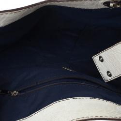 Pre Owned Carolina Herrera White Monogram Chain Handle Tote