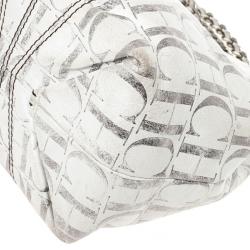 Pre Owned Carolina Herrera White Monogram Chain Handle Tote