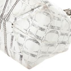 Pre Owned Carolina Herrera White Monogram Chain Handle Tote