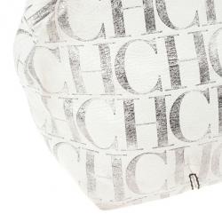 Pre Owned Carolina Herrera White Monogram Chain Handle Tote