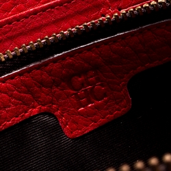 Pre Owned Carolina Herrera Red Monogram Leather Zip Around Wallet