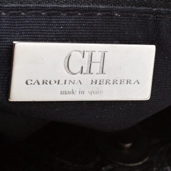 Pre Owned Carolina Herrera Black Monogram Leather Hobo