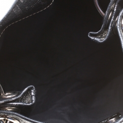 Pre Owned Carolina Herrera Black Monogram Leather Hobo