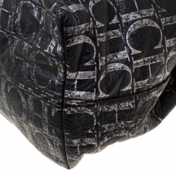Pre Owned Carolina Herrera Black Monogram Leather Hobo