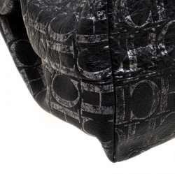 Pre Owned Carolina Herrera Black Monogram Leather Hobo