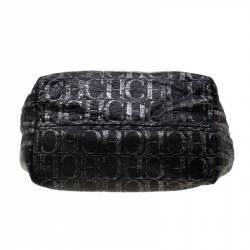 Pre Owned Carolina Herrera Black Monogram Leather Hobo