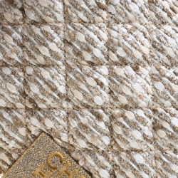 Pre Owned Carolina Herrera Beige/Silver Tweed and Fabric Faux Pearl Embellished Shoulder Bag