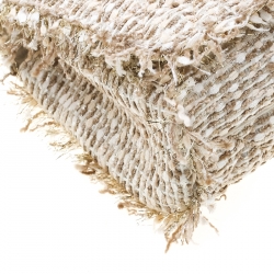 Pre Owned Carolina Herrera Beige/Silver Tweed and Fabric Faux Pearl Embellished Shoulder Bag