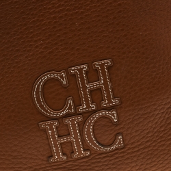 Pre Owned Carolina Herrera Brown Pebbled Leather Messenger Bag