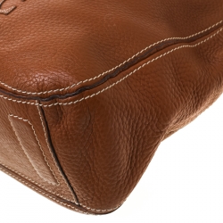 Pre Owned Carolina Herrera Brown Pebbled Leather Messenger Bag