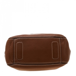 Pre Owned Carolina Herrera Brown Pebbled Leather Messenger Bag