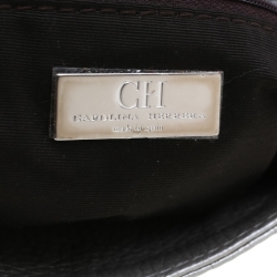 Pre Owned Carolina Herrera Silver Metallic Monogram Leather Audrey Shoulder Bag