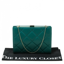 Pre Owned Carolina Herrera Green Quilted Leather Frame Shoulder Bag