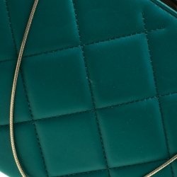 Pre Owned Carolina Herrera Green Quilted Leather Frame Shoulder Bag