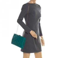 Pre Owned Carolina Herrera Green Quilted Leather Frame Shoulder Bag