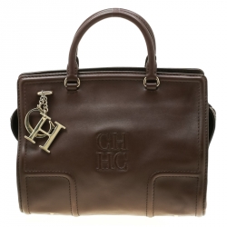 Pre Owned Carolina Herrera Brown Leather Satchel