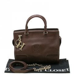 Pre Owned Carolina Herrera Brown Leather Satchel