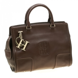 Pre Owned Carolina Herrera Brown Leather Satchel