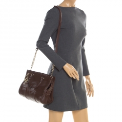 Pre Owned Carolina Herrera Brown Leather Satchel