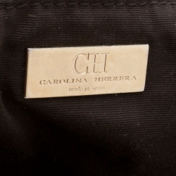 Pre Owned Carolina Herrera Dark Brown Monogram Leather Poppy Tote
