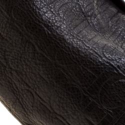 Pre Owned Carolina Herrera Dark Brown Monogram Leather Poppy Tote