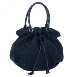 Pre Owned Carolina Herrera Drawstring Monogram Shoulder Bag