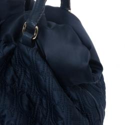 Pre Owned Carolina Herrera Drawstring Monogram Shoulder Bag