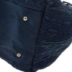 Pre Owned Carolina Herrera Drawstring Monogram Shoulder Bag