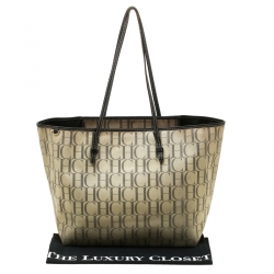 Pre Owned Carolina Herrera Beige Monogram Coated Canvas Shopper Tote