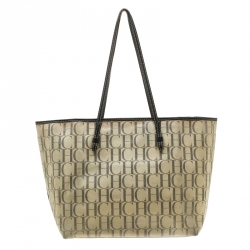 Pre Owned Carolina Herrera Beige Monogram Coated Canvas Shopper Tote