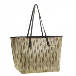 Pre Owned Carolina Herrera Beige Monogram Coated Canvas Shopper Tote