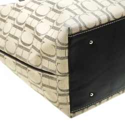 Pre Owned Carolina Herrera Beige Monogram Coated Canvas Shopper Tote