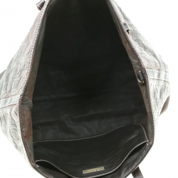 Carolina Herrera Brown Monogram Leather Shopper Tote