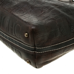 Carolina Herrera Brown Monogram Leather Shopper Tote