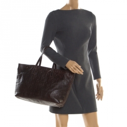 Carolina Herrera Brown Monogram Leather Shopper Tote